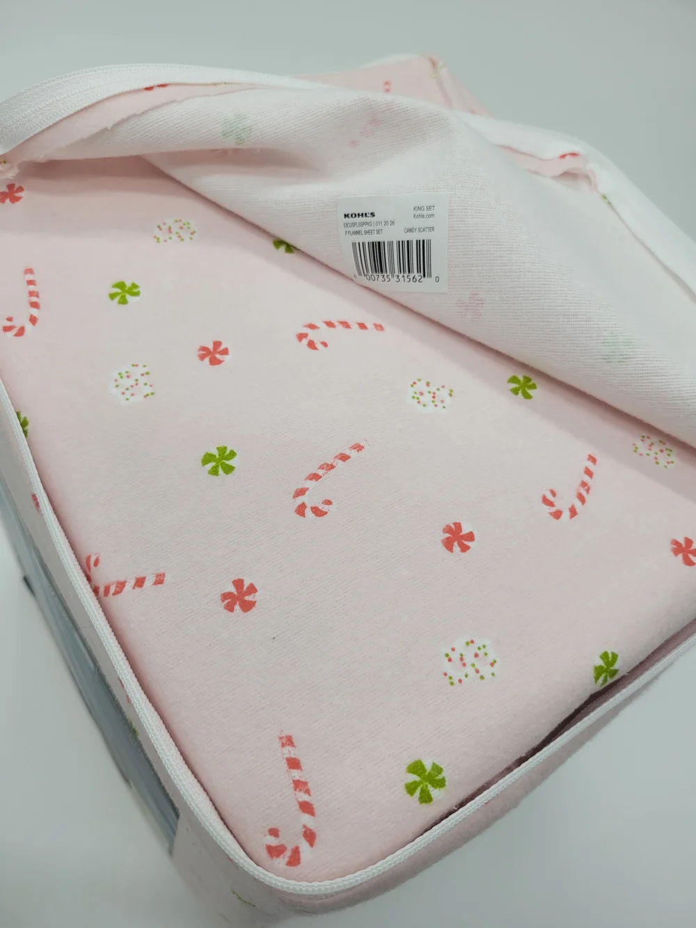 Cuddl Duds Heavyweight  Cotton Flannel Sheet Set Pink Candy Print KING Size NEW